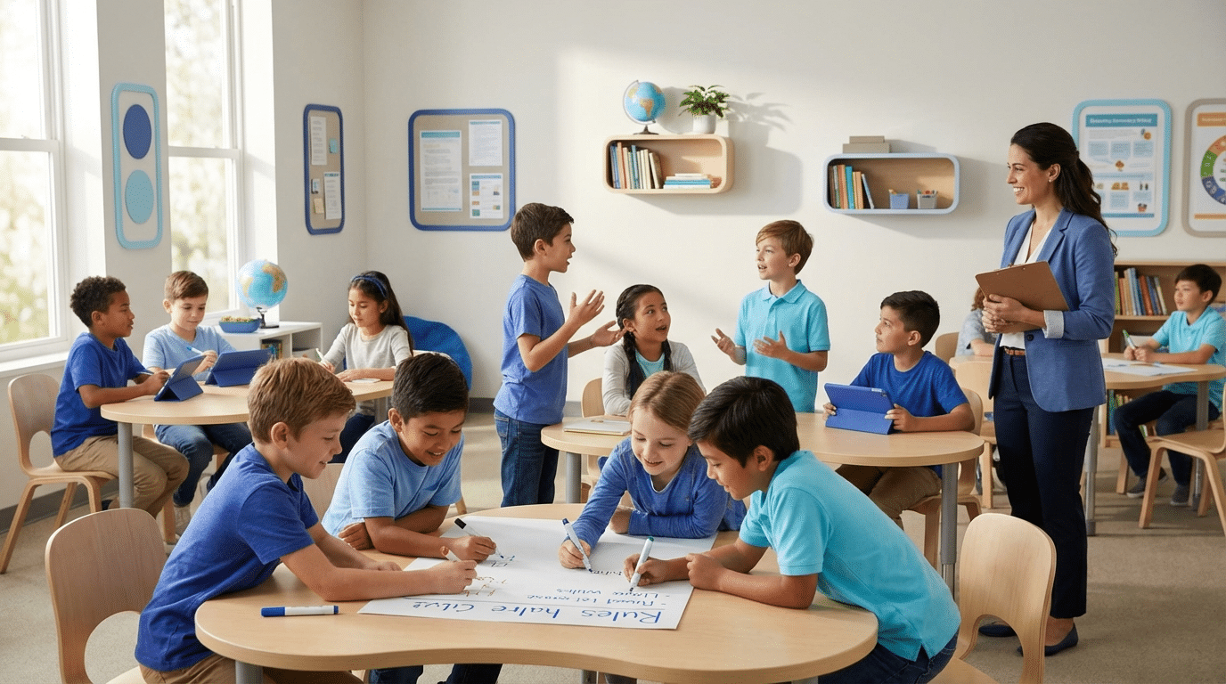 פעילות גיבוש קיצית לתלמידים בחצר בית הספר – שיתוף פעולה ותנועה