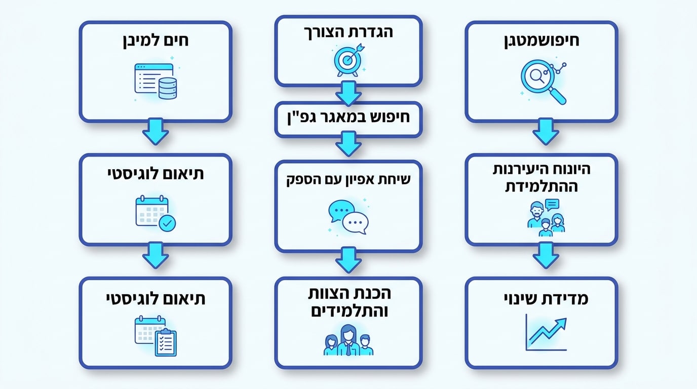 השלבים הבאים להזמנת סדנה שמשאירה שינוי מתמשך בבית הספר